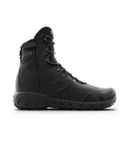 Black tactical combat boot with side zipper, lace-up design, and rugged rubber sole for outdoor and work use - 1