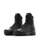 Black tactical combat boot with side zipper, lace-up design, and rugged rubber sole for outdoor and work use - 7