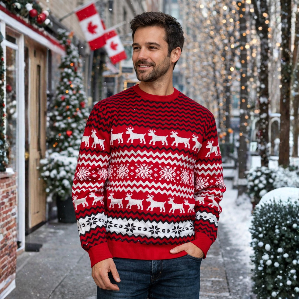 Foute Kersttrui Heren met Parende Rendieren – Zachte Multicolor Trui voor Feestdagen en Casual Gelegenheden 0