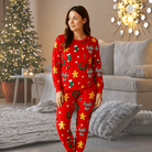 Rode Dames Pyjama Winter met Lange Mouw van Zachte Katoenmix en Elastaan - Complete Pyjamaset voor Comfortabele Nachten 1