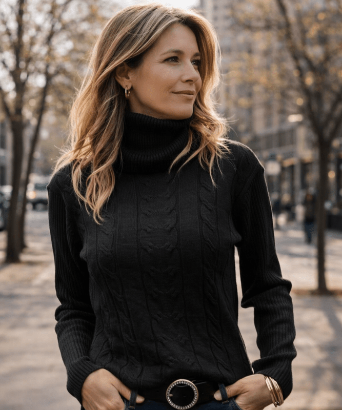 Zwarte Coltrui Dames met Flatterende Pasvorm - Hoogwaardige Viscose voor Herfst en Winter 1