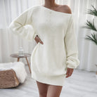 Eenvoudige Lange Mouw Mini-Pullover Jurk