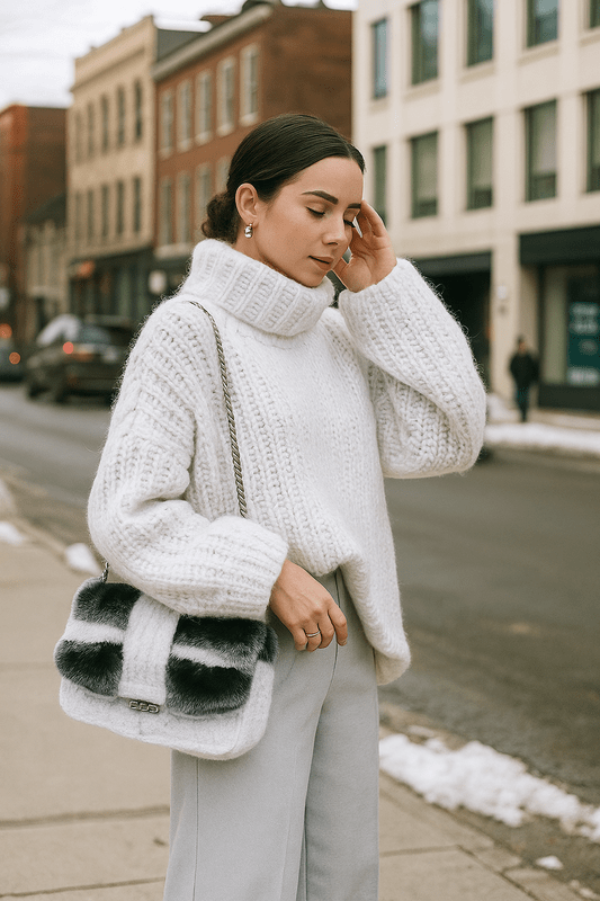 Dames Grofgebreide Coltrui Winter – Warme, Zachte Trui met Hoge Kraag en Losvallende Pasvorm-05