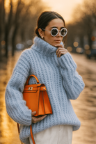 Dames Grofgebreide Coltrui Winter – Warme, Zachte Trui met Hoge Kraag en Losvallende Pasvorm-01