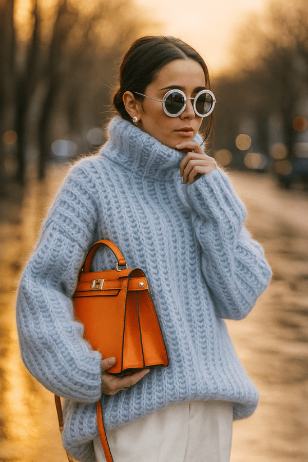 Dames Grofgebreide Coltrui Winter – Warme, Zachte Trui met Hoge Kraag en Losvallende Pasvorm-01