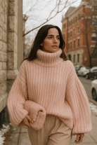 Dames Grofgebreide Coltrui Winter – Warme, Zachte Trui met Hoge Kraag en Losvallende Pasvorm-02