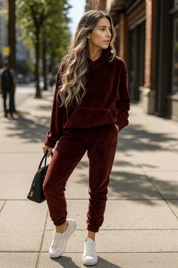 Sweatshirt-broekset Dames – Zachte Tweedelige Set met Comfortabele Pasvorm voor Thuis en Vrije Tijd-01