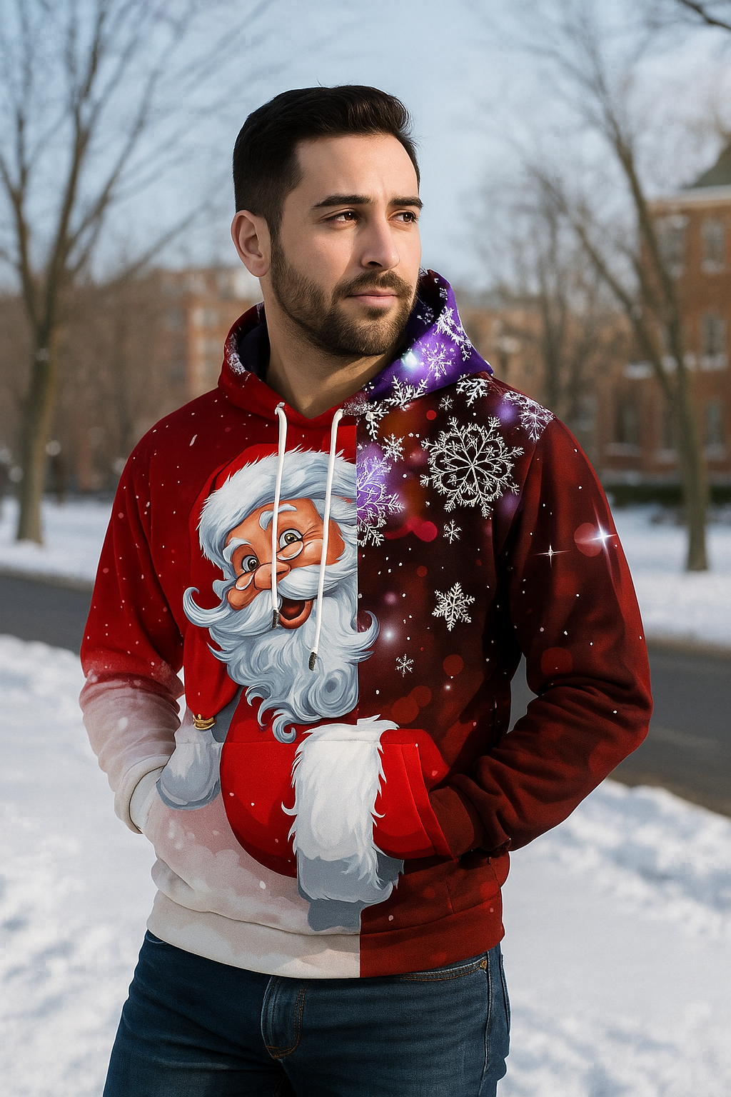Kersttrui Heren met Capuchon - Feestelijk Seizoensmotief in Diverse Maten voor Winter en Feestdagen 1