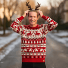 Foute Kersttrui Heren met Parende Rendieren – Zachte Multicolor Trui voor Feestdagen en Casual Gelegenheden 3