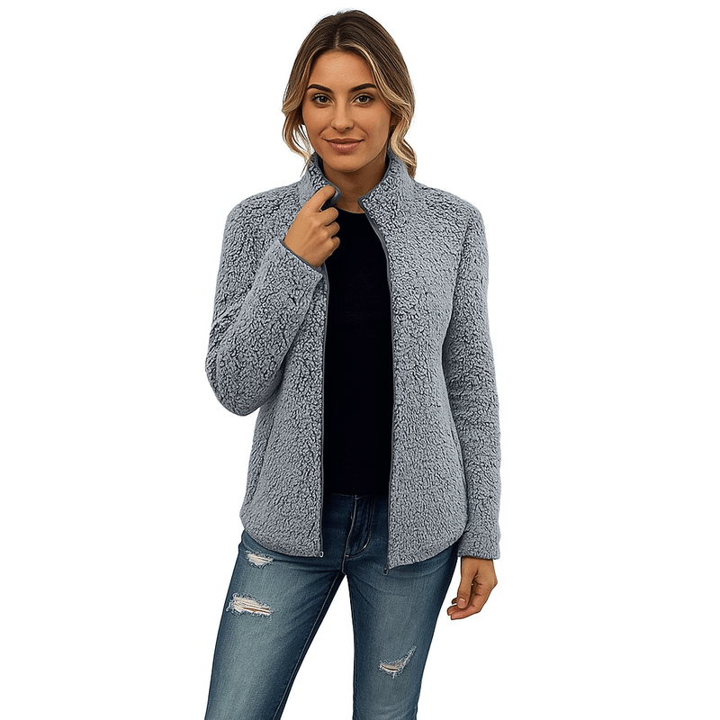 Lange Damesjas met Opstaande Kraag en Volledige Ritssluiting – Geschikt voor Casual en Formele Gelegenheden 4