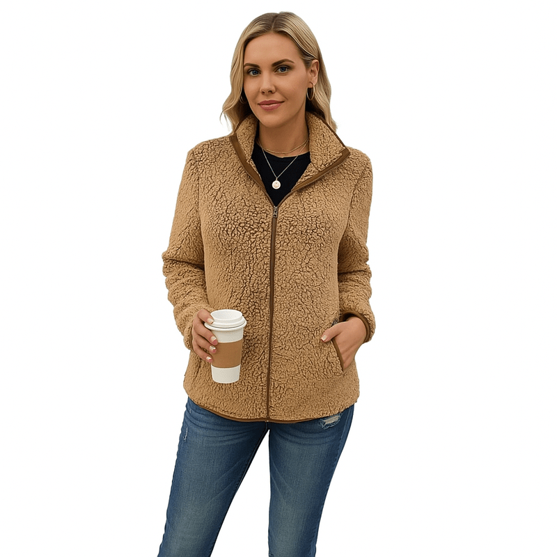 Lange Damesjas met Opstaande Kraag en Volledige Ritssluiting – Geschikt voor Casual en Formele Gelegenheden 1