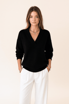  V-hals Trui Dames met Lange Mouwen - Zachte Pluche, Casual Elegantie, Losse Fit, Veelzijdig Design 4