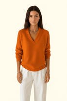  V-hals Trui Dames met Lange Mouwen - Zachte Pluche, Casual Elegantie, Losse Fit, Veelzijdig Design 5