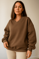 Dames Sweatshirt Met Lange Mouwen, Losse Snit, Ronde Hals, Effen Kleur – Comfortabele Casual Stijl 1