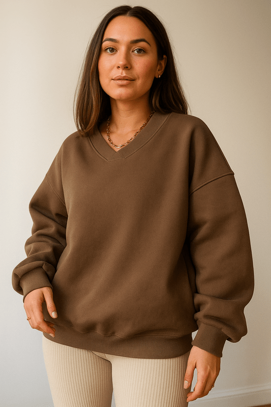 Dames Sweatshirt Met Lange Mouwen, Losse Snit, Ronde Hals, Effen Kleur – Comfortabele Casual Stijl 1