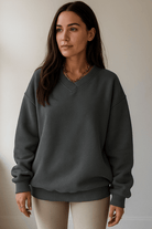 Dames Sweatshirt Met Lange Mouwen, Losse Snit, Ronde Hals, Effen Kleur – Comfortabele Casual Stijl 10