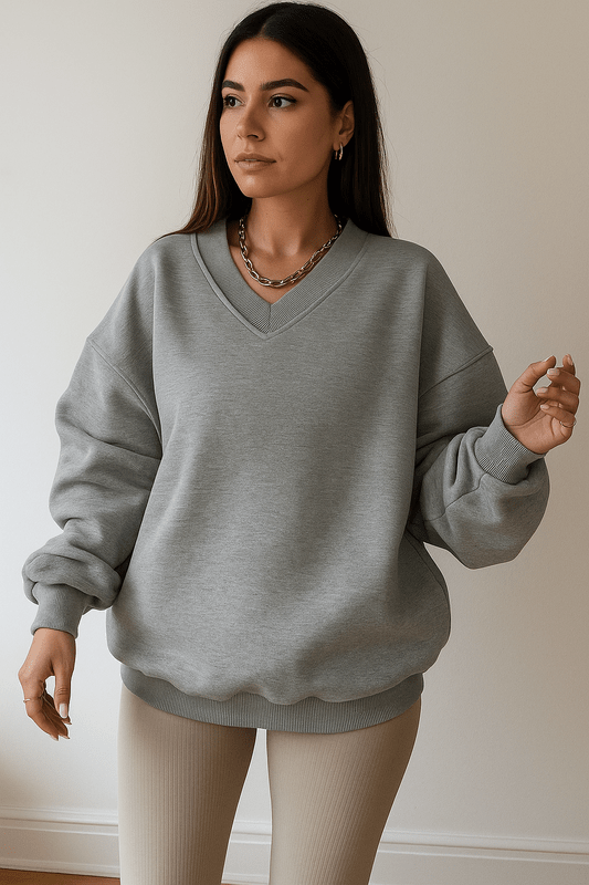 Dames Sweatshirt Met Lange Mouwen, Losse Snit, Ronde Hals, Effen Kleur – Comfortabele Casual Stijl 4