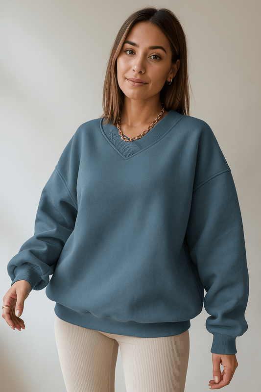 Dames Sweatshirt Met Lange Mouwen, Losse Snit, Ronde Hals, Effen Kleur – Comfortabele Casual Stijl 9