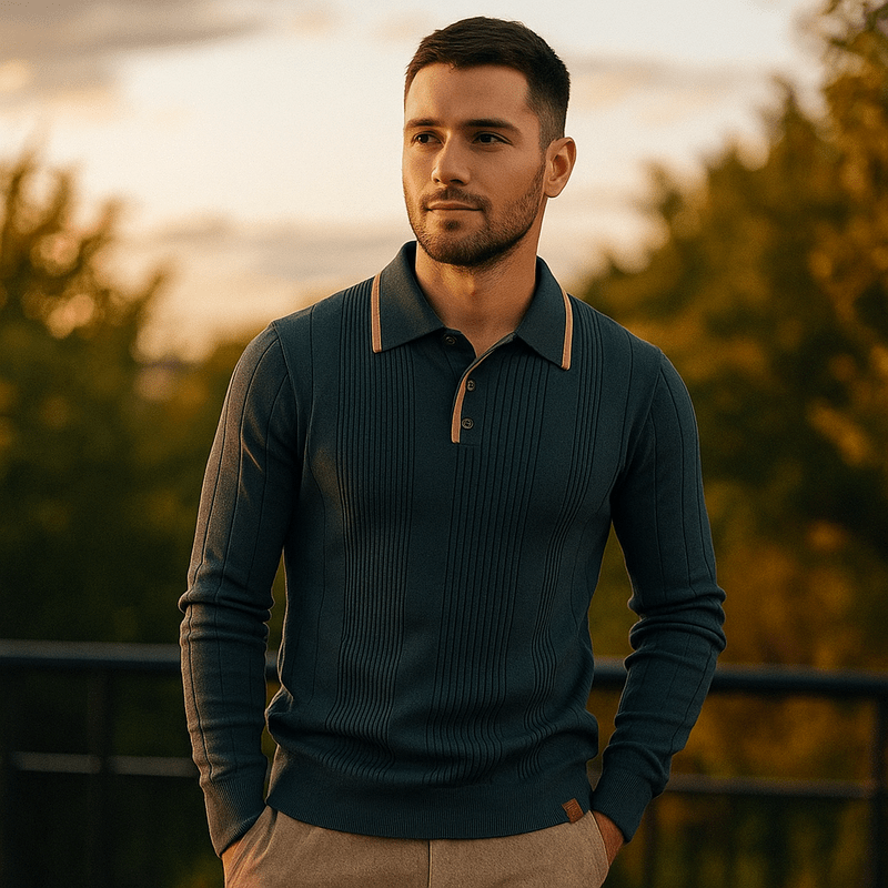 Heren Poloshirt Winter met Lange Mouwen en Polokraag – Comfortabele Regular Fit voor Casual Stijl 4