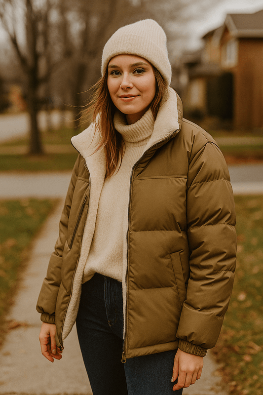 Gewatteerde Lange Dames Jas met Opstaande Kraag en Praktische Zakken – Warme Winterjas voor Koude Dagen 5
