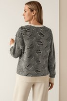 Damestrui met Ronde Hals en Lange Mouwen – Gebreid Materiaal met Golfpatroon 4