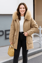 Warme Damesjas Winter met Uitneembare Voering en Capuchon van Imitatiebont – 3-in-1 Ontwerp voor Koude Dagen 4