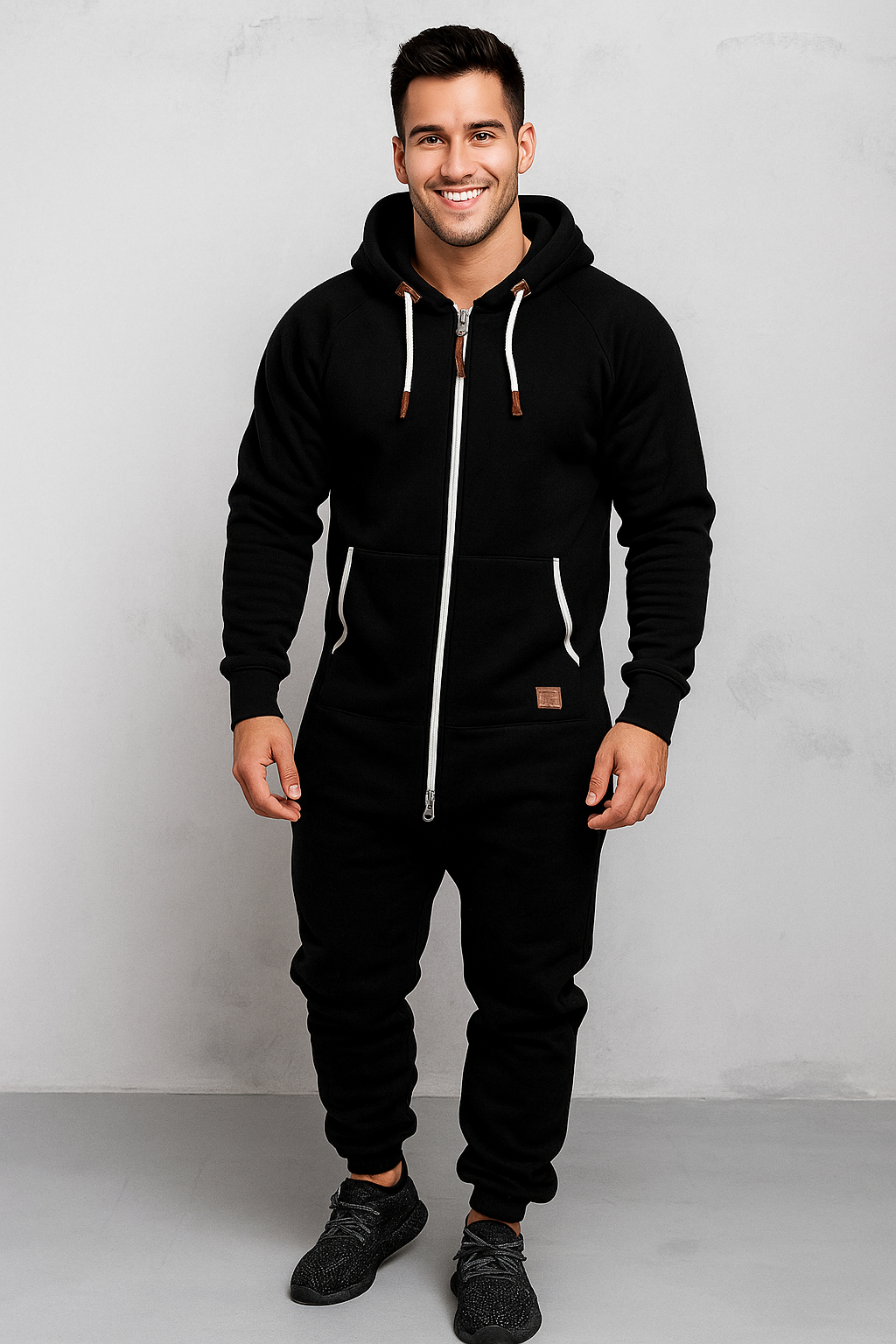 Moderne Jumpsuit met Capuchon voor Heren – Casual Comfort, Losse Fit en Ademend Materiaal, Ideaal voor Binnen en Buiten 4