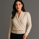 Elegante Wikkeltrui met Gedrapeerde Voorkant en Zachte Afwerking - Perfect voor Herfst en Winter, Lange Mouwen, Flatterende Pasvorm 5