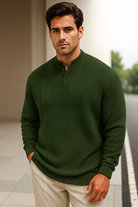 Geometrisch Gebreide Trui voor Heren – Comfortabele, Ademend en Casual Sweater met Knoopsluiting 2