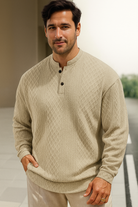 Geometrisch Gebreide Trui voor Heren – Comfortabele, Ademend en Casual Sweater met Knoopsluiting 1