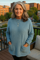 Warme Pluchen Tops Dames met Ronde Hals en Lange Mouwen voor Herfst en Winter - Normale Pasvorm