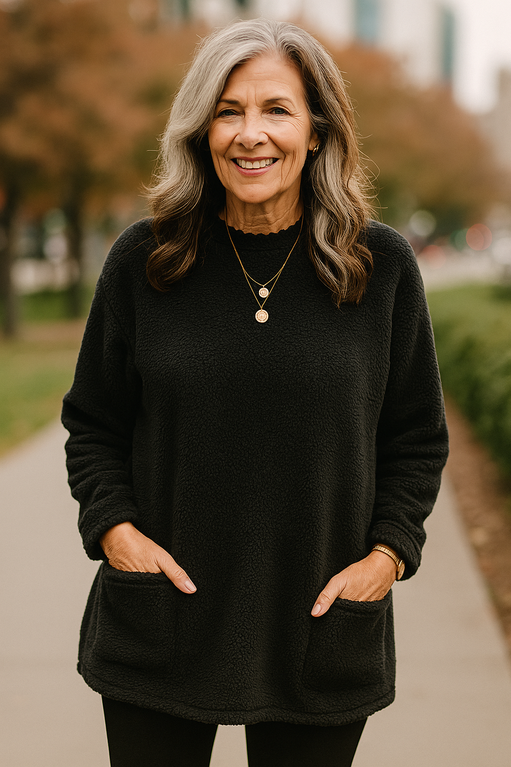 Warme Pluchen Tops Dames met Ronde Hals en Lange Mouwen voor Herfst en Winter - Normale Pasvorm 1