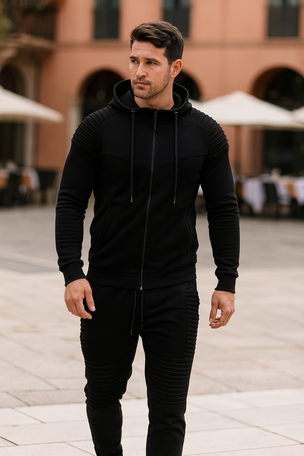 Sportset voor Buitensport – Comfortabele Katoen-Polyester Mix met Capuchonzakken en Verstelbare Tailleband 3