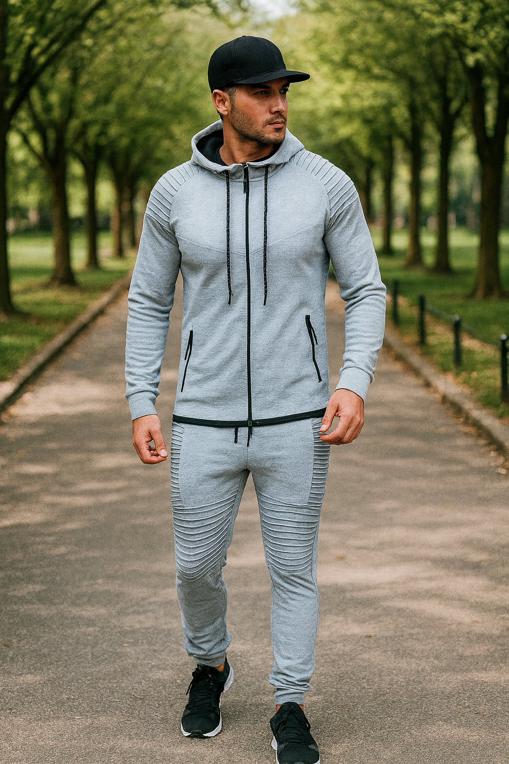 Sportset voor Buitensport – Comfortabele Katoen-Polyester Mix met Capuchonzakken en Verstelbare Tailleband 2