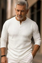 Wafelgebreid Longsleeve Heren Shirt met Lange Mouwen - Ademend en Casual Stijl voor Elke Gelegenheid 2