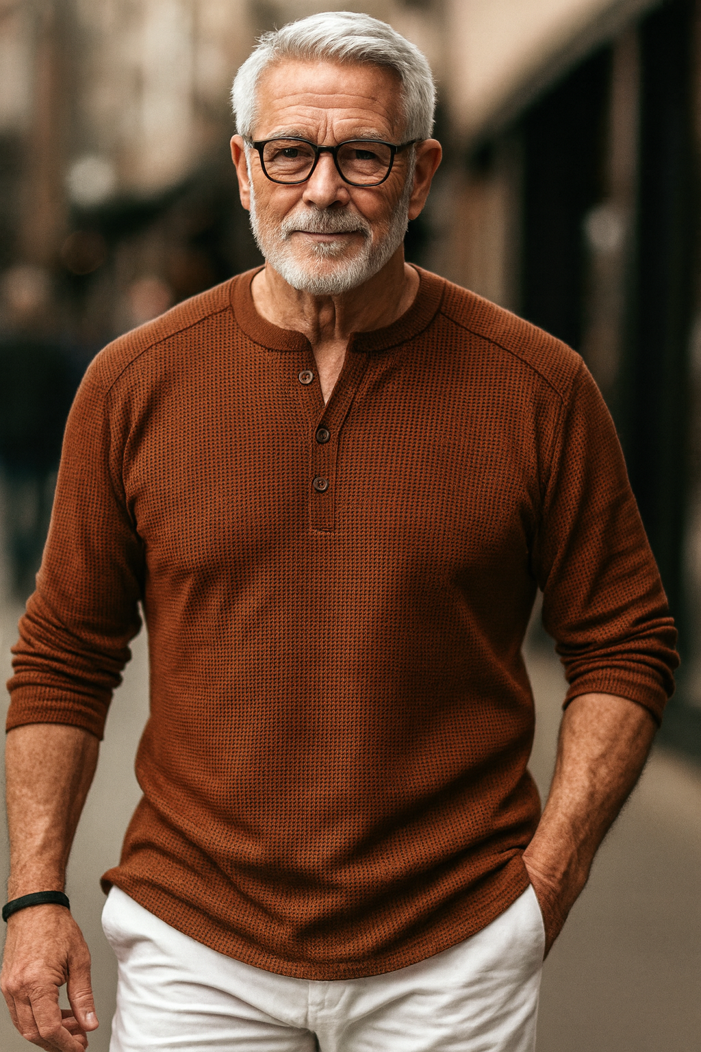 Wafelgebreid Longsleeve Heren Shirt met Lange Mouwen - Ademend en Casual Stijl voor Elke Gelegenheid 3