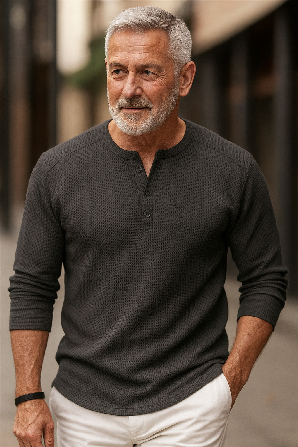 Wafelgebreid Longsleeve Heren Shirt met Lange Mouwen - Ademend en Casual Stijl voor Elke Gelegenheid 4