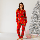 Rode Dames Pyjama Winter met Lange Mouw van Zachte Katoenmix en Elastaan - Complete Pyjamaset voor Comfortabele Nachten 4