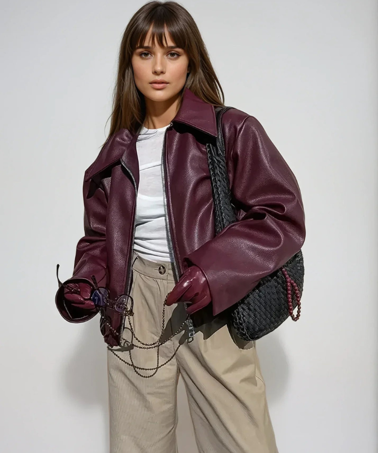 Klassieke Wijnrode Winterjas Dames met Rits – Tijdloos Ontwerp voor Casual en Semi-Formele Gelegenheden 1