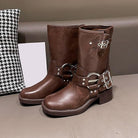 Zwarte Dames Laarzen met Gesp en Blokhak - Winter Enkellaarzen met Middelhoge Schacht voor Comfort en Stijl 12