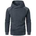 Asymmetrische Hoodie Heren met Gekruiste Capuchon en Verborgen Rits – Katoenmix Fleece voor Stijlvolle Comfort 1