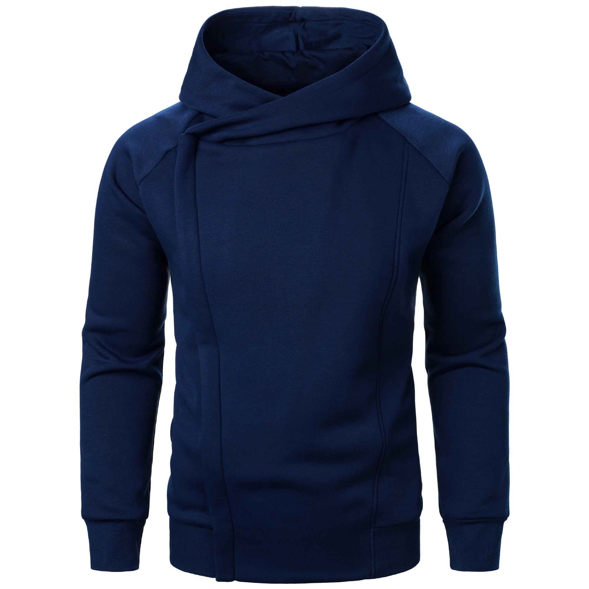 Asymmetrische Hoodie Heren met Gekruiste Capuchon en Verborgen Rits – Katoenmix Fleece voor Stijlvolle Comfort 5