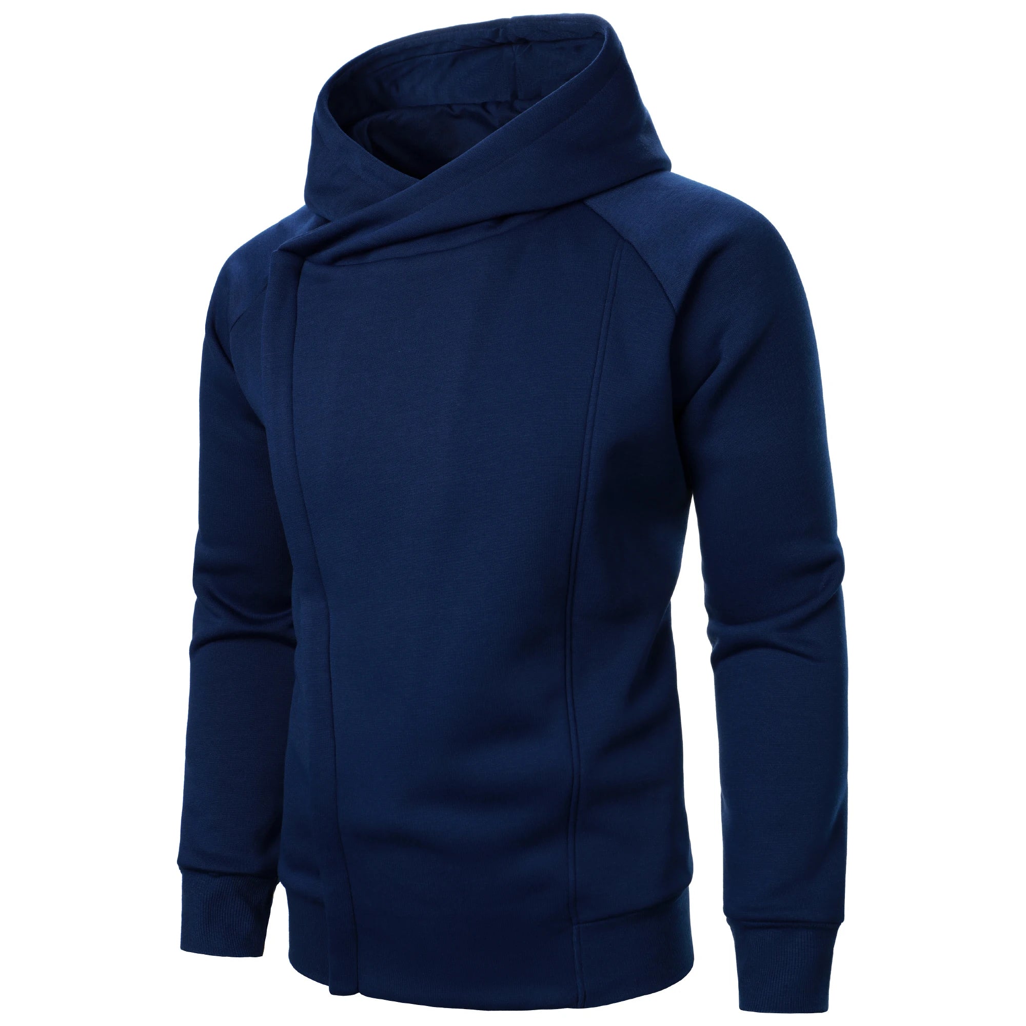 Asymmetrische Hoodie Heren met Gekruiste Capuchon en Verborgen Rits – Katoenmix Fleece voor Stijlvolle Comfort 6