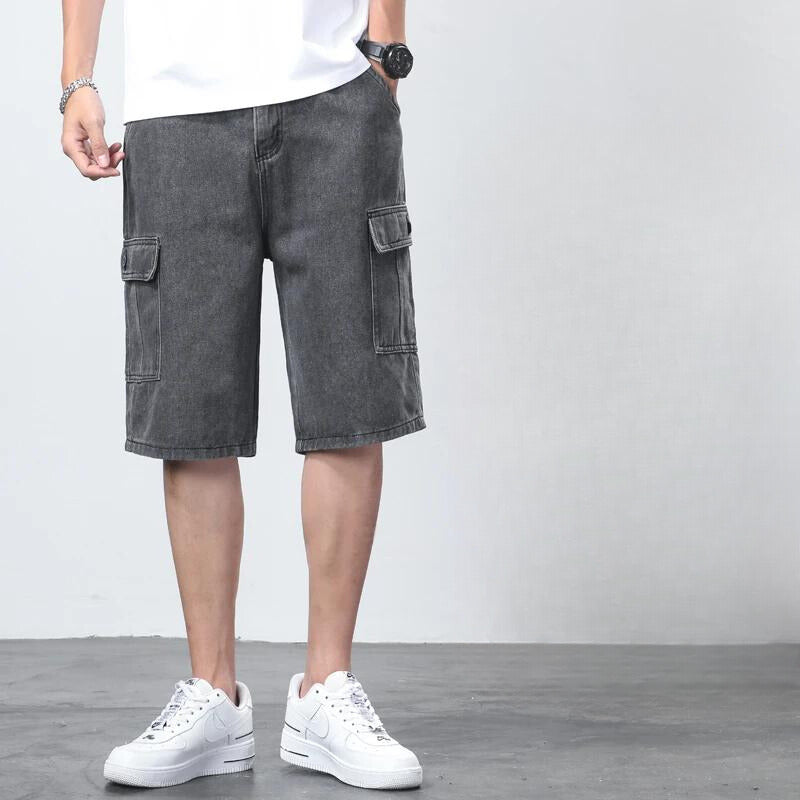 Cargoshorts Heren van Premium Denim in Vintageblauw en Antracietgrijs – Casual Fit voor Dagelijks Gebruik 0
