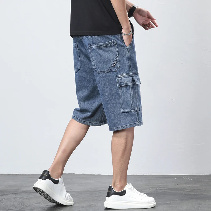 Cargoshorts Heren van Premium Denim in Vintageblauw en Antracietgrijs – Casual Fit voor Dagelijks Gebruik 1