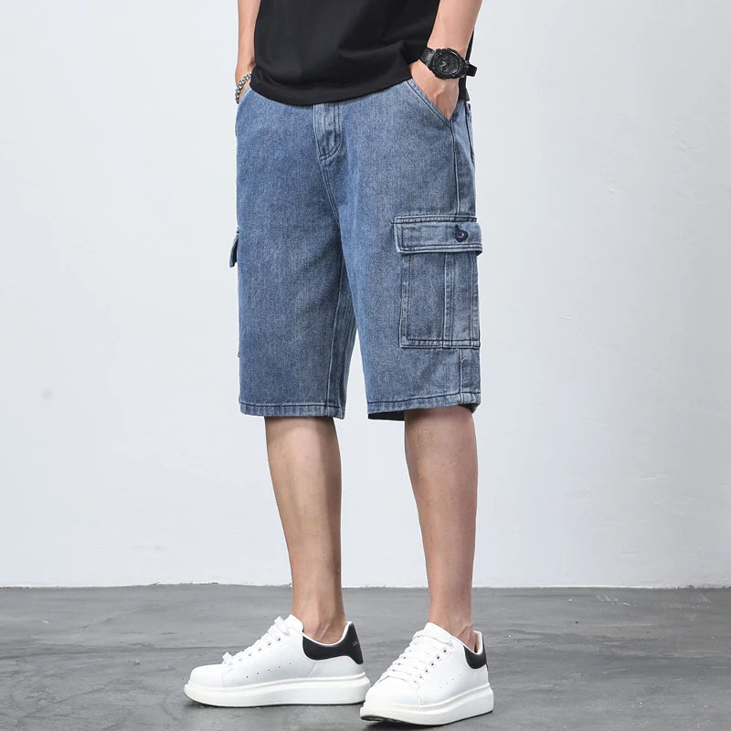 Cargoshorts Heren van Premium Denim in Vintageblauw en Antracietgrijs – Casual Fit voor Dagelijks Gebruik 2