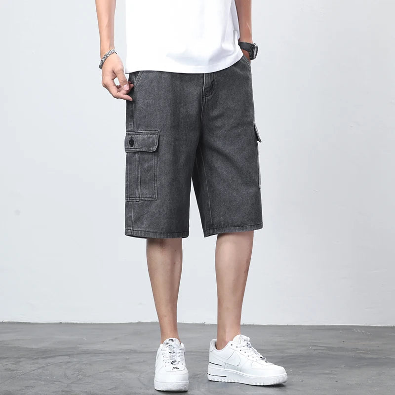 Cargoshorts Heren van Premium Denim in Vintageblauw en Antracietgrijs – Casual Fit voor Dagelijks Gebruik 3