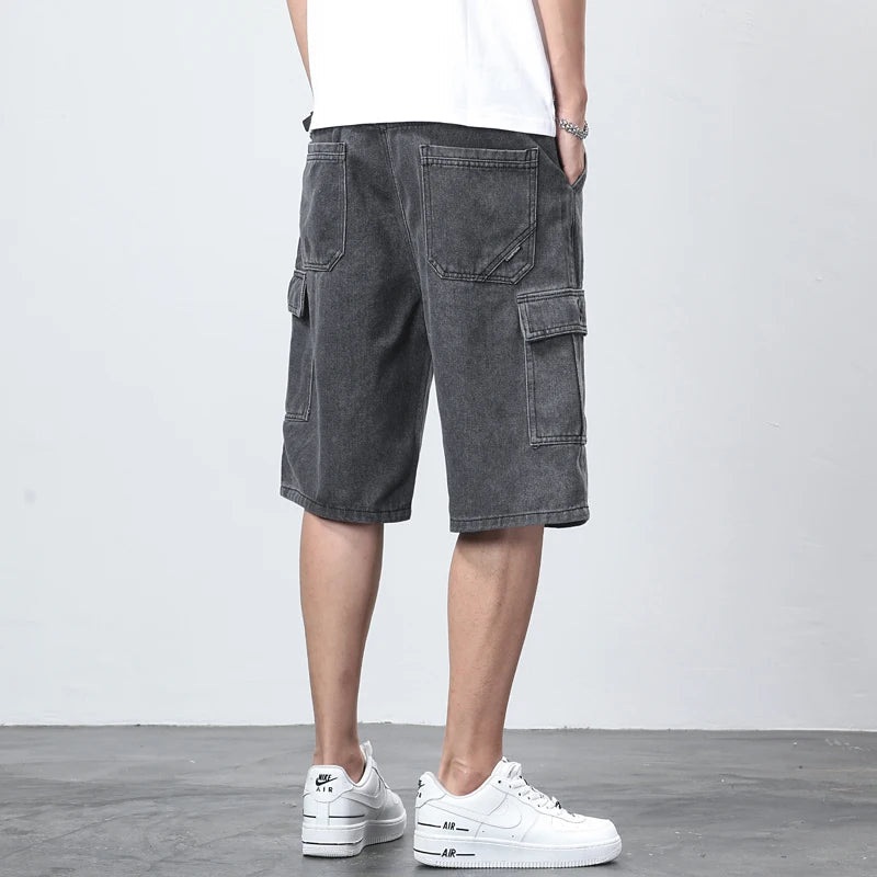 Cargoshorts Heren van Premium Denim in Vintageblauw en Antracietgrijs – Casual Fit voor Dagelijks Gebruik 4