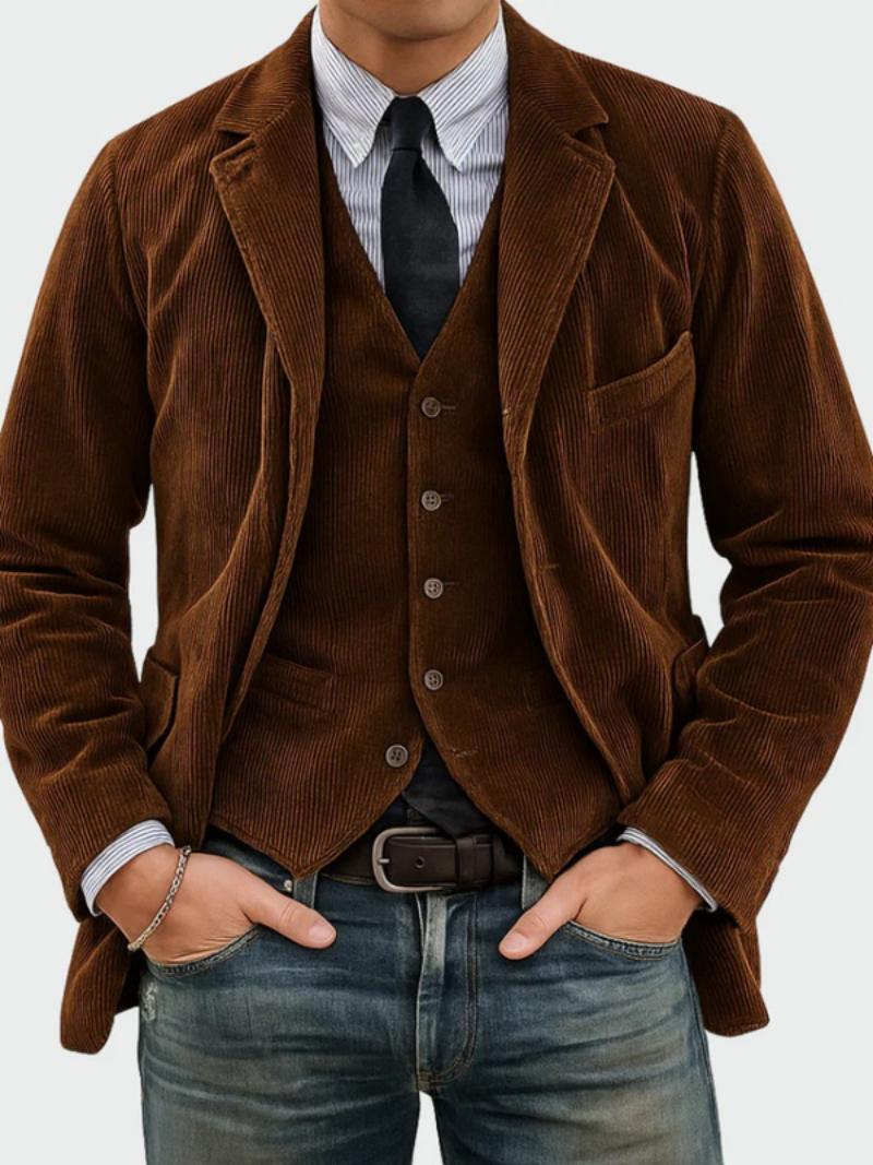 Casual Corduroy Blazer en Vest Set voor Dag en Nacht – Gelaagd en Comfortabel 1