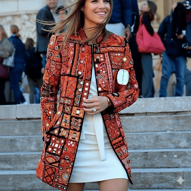 Casual Patchwork Vest Dames met Kraag voor Lente en Herfst – Stijlvolle Bovenkleding in Diverse Maten 1